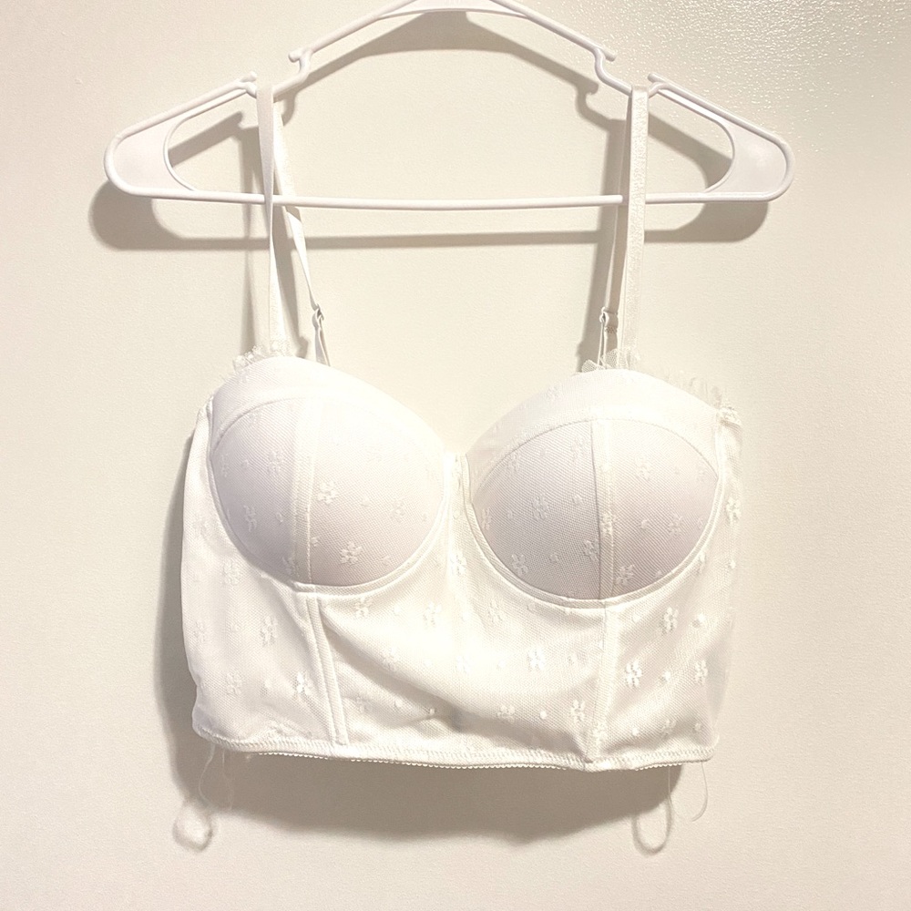 NEVER WORN large white corset top from “say what”